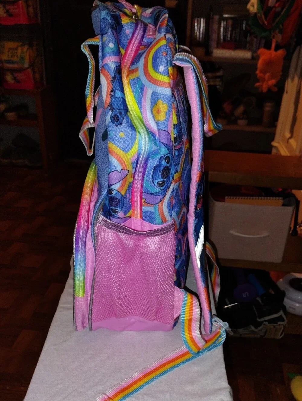 Disney Blue Kids Backpack with Rainbow Accents and Pink Trim